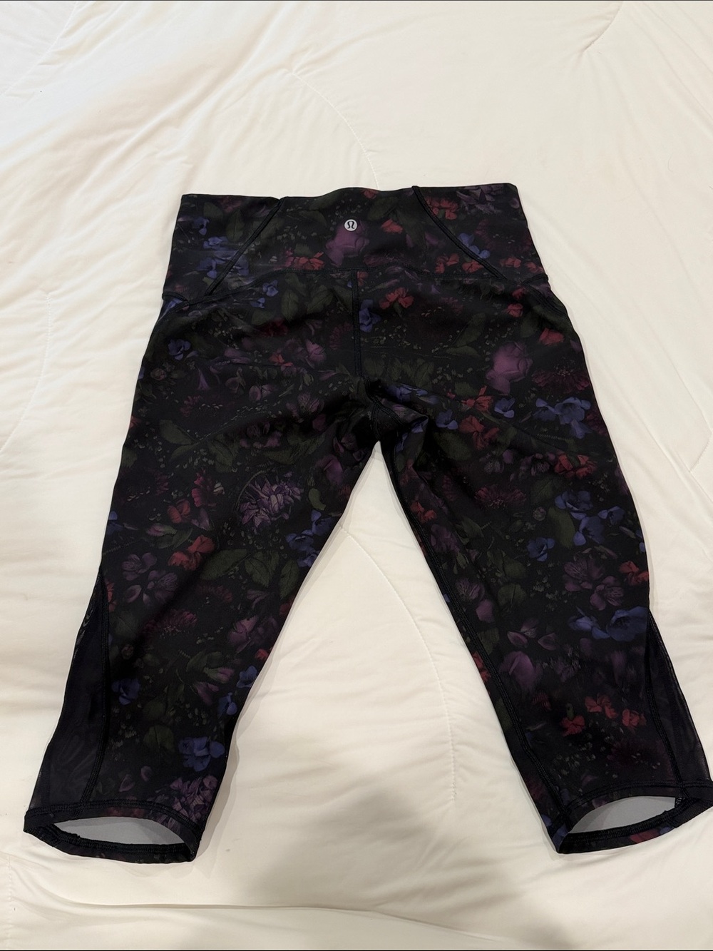 lululemon athletica Black Floral Capri Leggings with Purple and Red Accents - Picture 4 of 5